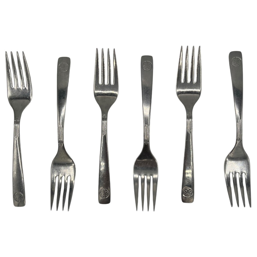 Vintage AIR CANADA Airlines Silverware‎ Fork International Stainless Set Of 6